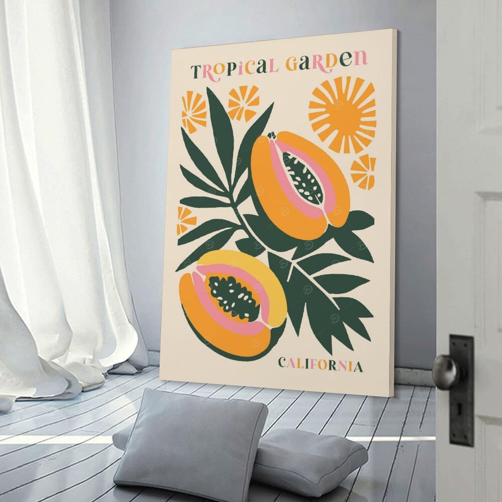 Junmoney Room Decor Wall Art Tropical Garden California, 24x36inch(60x90cm), for Gallery Wall Layouts in Home Or Office, Home Wall Art for Statement Displays