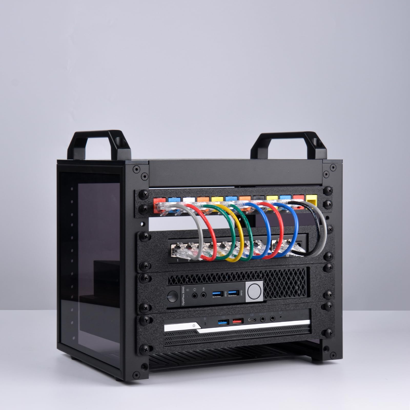 GeeekPi Gabinete de servidor 4U, rack de red de 10 pulgadas para servidores, red, equipo A/V, gabinete de montaje en rack DeskPi RackMate T0 (negro)