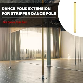 Pole Extension for 45mm Dance Pole, Extending Tube Adjustable Professional Portable Removable Replacement, 500mm & Gold & Stainless Steel -Fit for(Connect Dancing Pole Stripper)