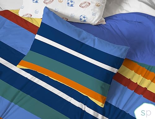 Miniatura 5 de Saturday Park Juego de funda de edredón y funda de almohada de tamaño individual a rayas vintage, juego de edredón de 2 piezas, 100% algodón