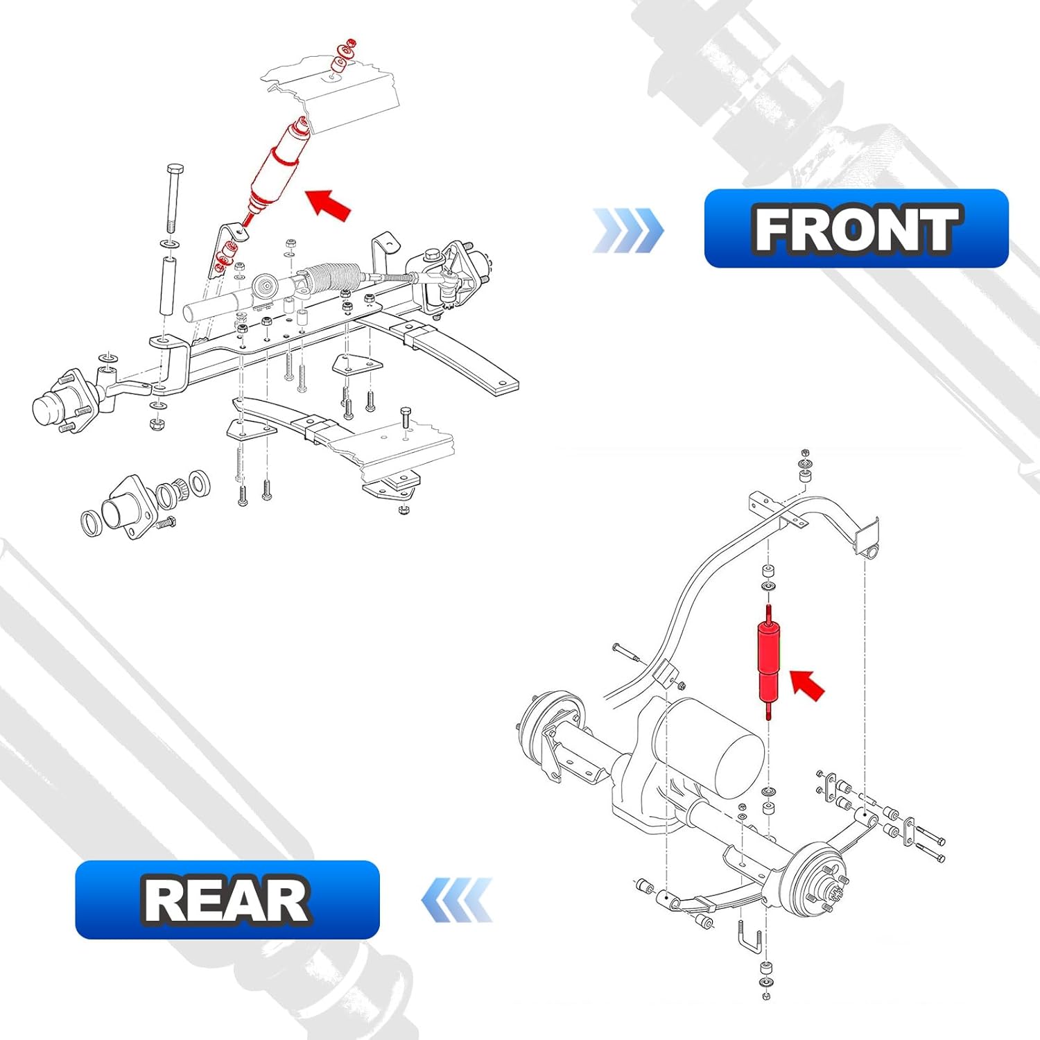 4PCS Front and Rear Shock Absorbers Compatible with EZGO TXT Golf Cart 1994-Up Gas & Electric Models Replace# 76418-01, 70928-G01