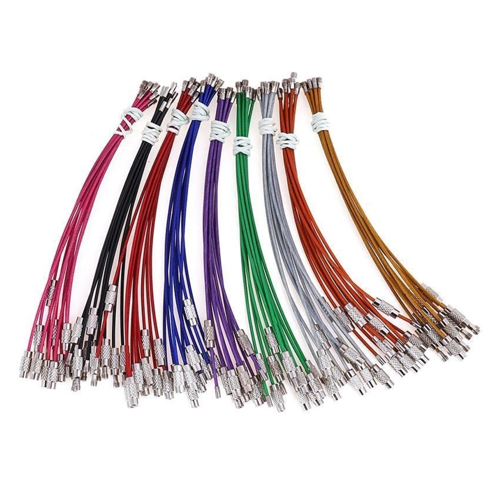 10 portachiavi in filo di acciaio inox da 1,5 x 150 mm con chiusura a vite, anello portachiavi resistente per campeggio, bagagli, gadget EDC