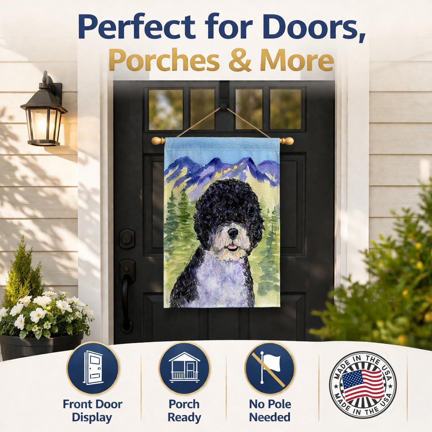 Caroline's Treasures SS8303CHF Portuguese Water Dog Flag Canvas, Large, Multicolor