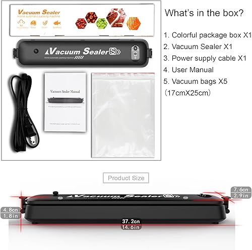 Miniatura 6 de Sellador al vacío para conservación de alimentos/sellador de alimentos al vacío para el hogar, aire de vacío automático para frascos con válvula de