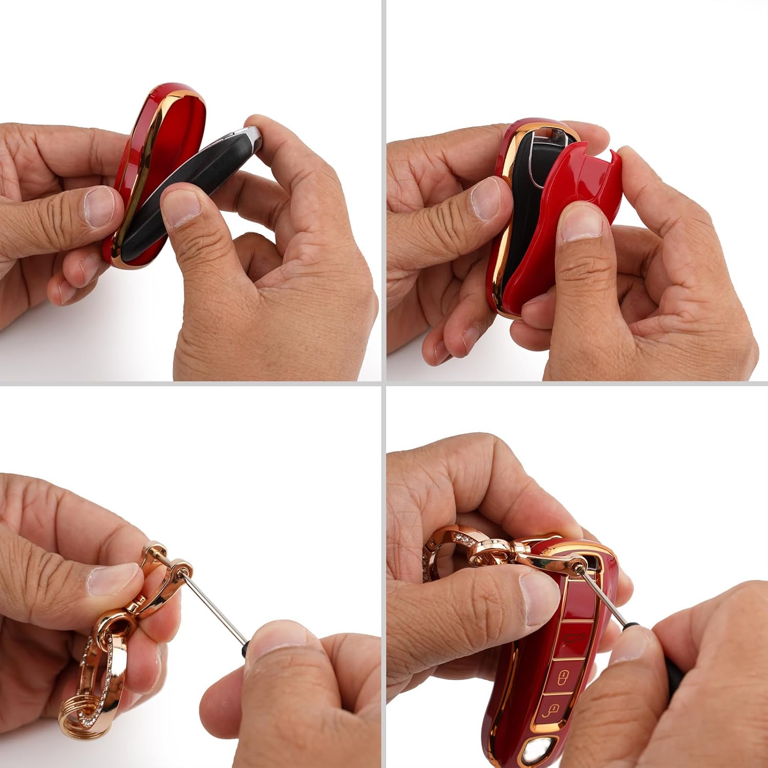 Soft and Durable TPU key shell, Car Key Fob Cover with Keychain Compatible for Porsche Panamera, Cayenne, Macan, 918(Black) - Image 5