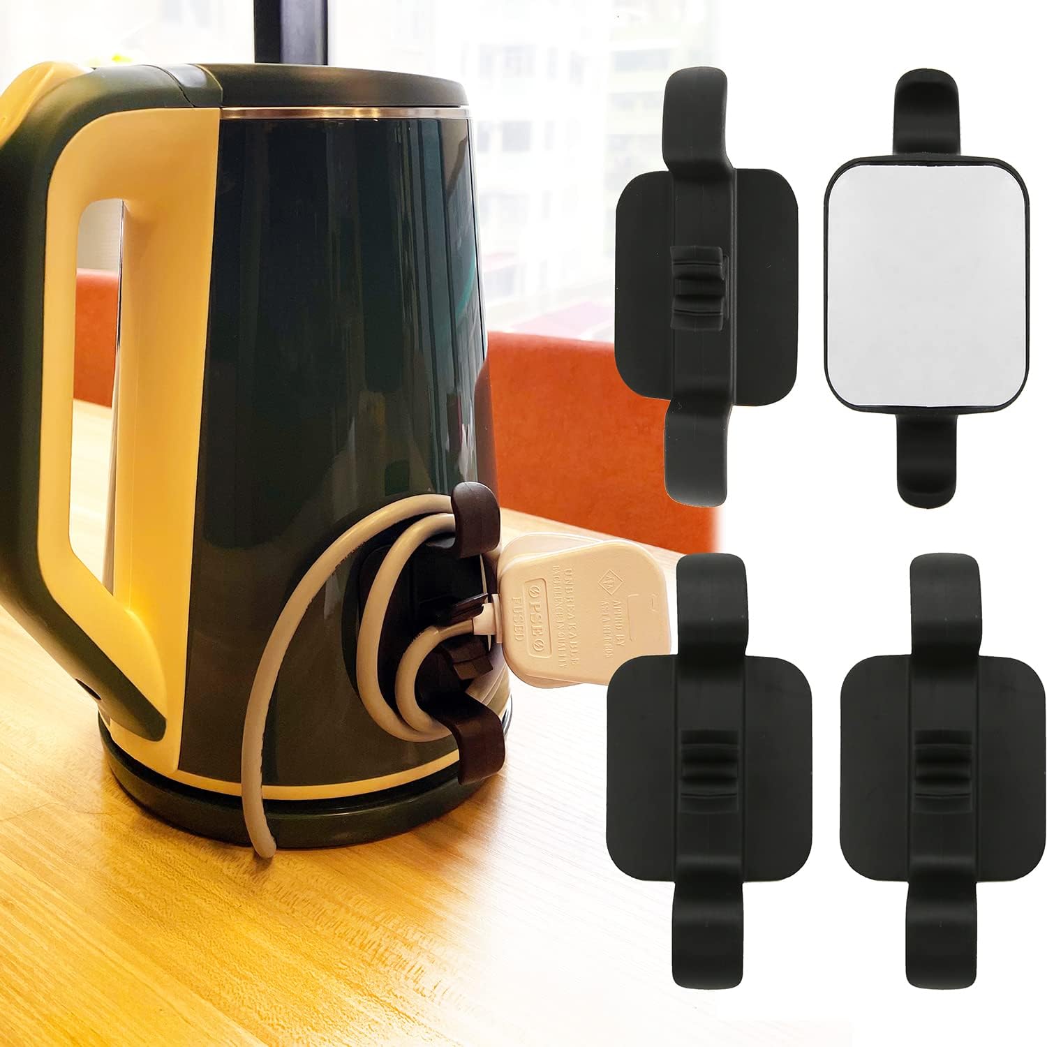 ECOHomes Cord Wrapper for Appliances 4PCS Black Kitchen