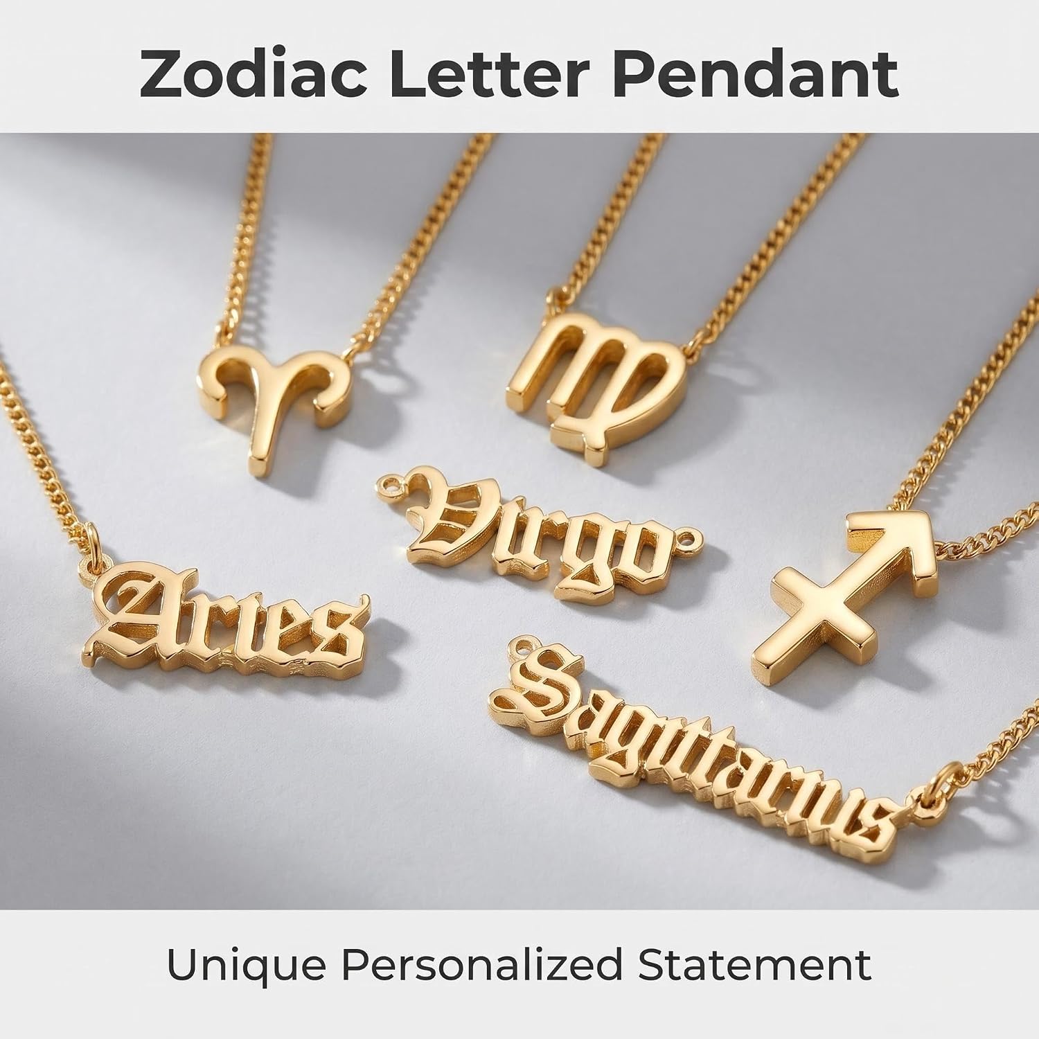 3Pcs Constellation Zodiac Layer Necklaces for Women 12 Constellation Pendant Necklace Exquisite Letter Horoscope Old English Zodiac Sign Jewelry Snake Chain Birthday Jewelry Gifts for Womens