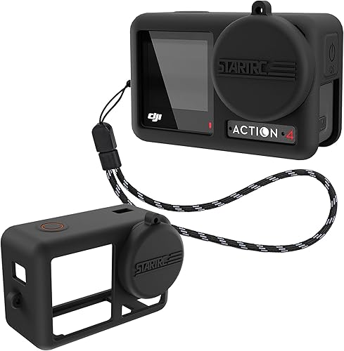 Funda protectora de silicona para DJI Osmo Action 4/Action 3 Protector de lente de cámara Osmo Action 3/4 Accesorios de cámara con cuerda antipérdida