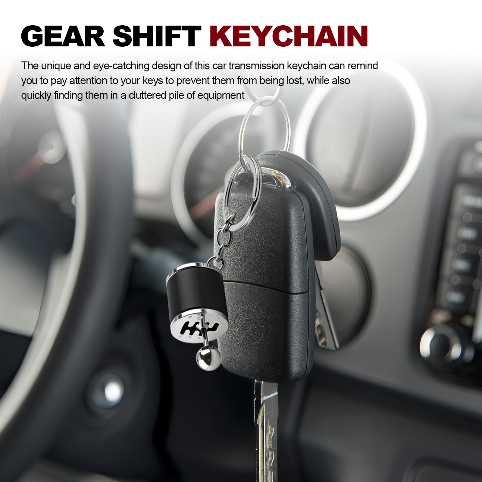 Gearbox Keychain,6-Speed Manual Transmission Stick Shift Keyring,Creative Car Shifter Gear Keyfob,Automotive Lever Keyring Fidget Toy,Shift Lever Keyrings Car Accessories for Cars Lovers Gift (Black) — view 7