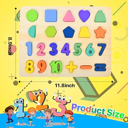 Miniatura 2 de CHESLICR Rompecabezas de números de madera para niños pequeños de 1, 2, 3, 4 y 5 años, juguetes de bloques de números del alfabeto de aprendizaje