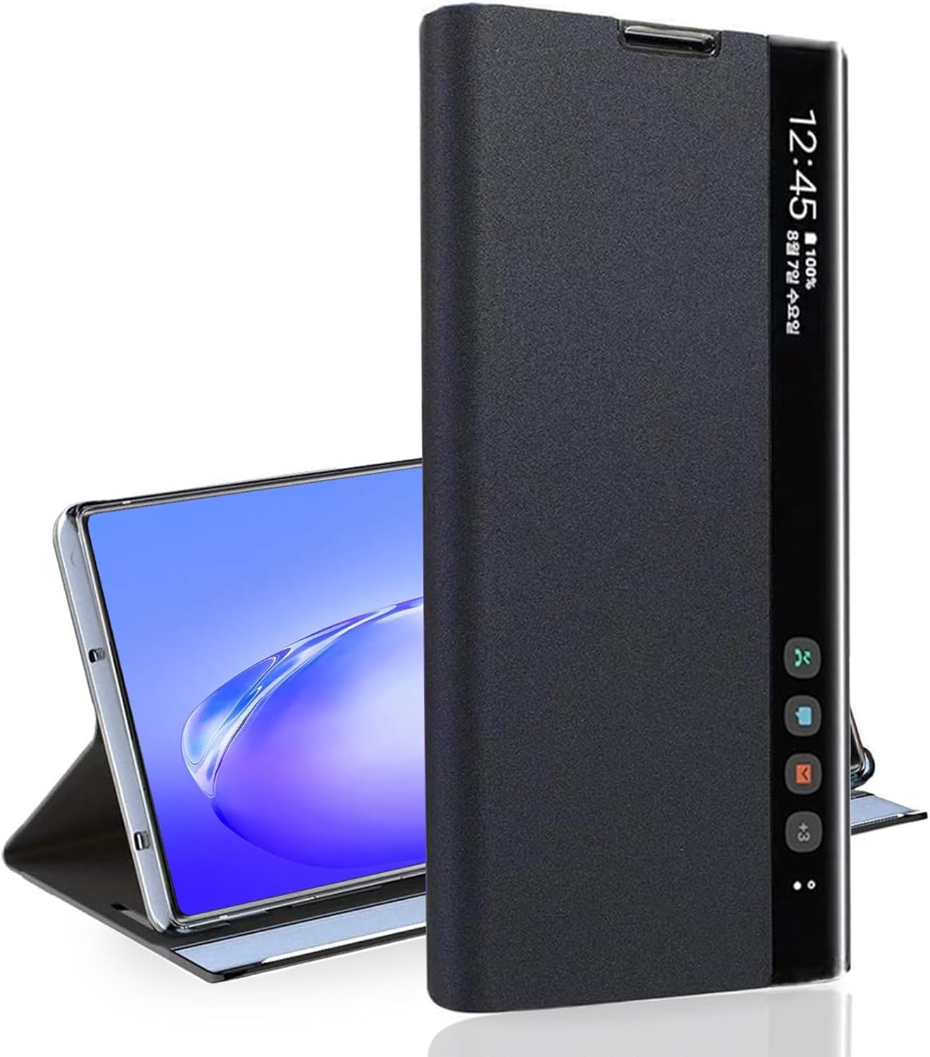 Case for Samsung Galaxy Note 10 Plus, Smart Clear View, Luxury Slim Mirror, Can Answer Phone Calls, Leather Hard PC Flip Shockproof Protective Cover, with Foldable Stand