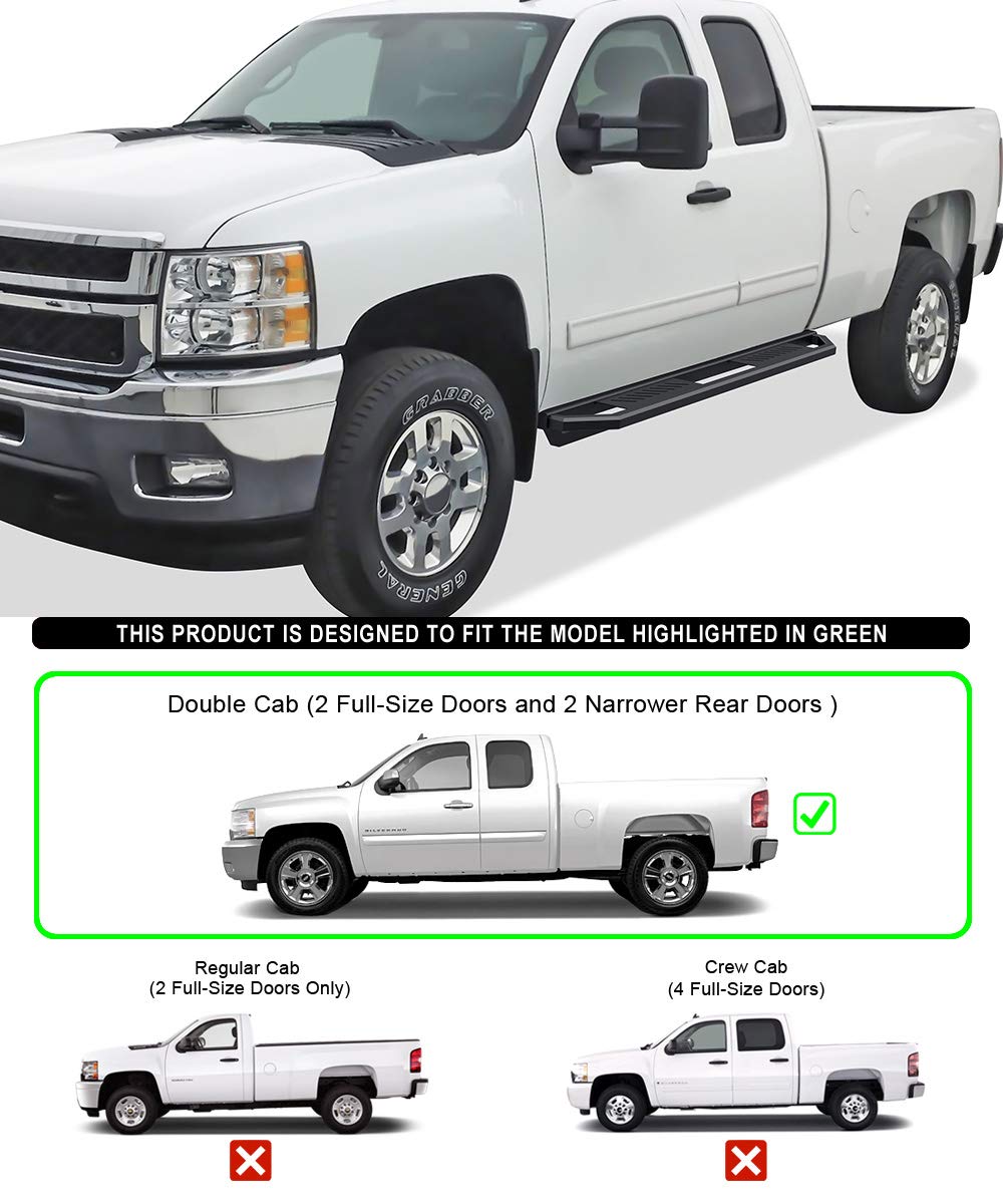 APS 6.5in Side Armor 304 Stainless Steel Running Boards Compatible with Chevy Silverado GMC Sierra 1500 2500 1999-2006 Extended Cab & 2500 HD 3500 & 07 Classic 01-06 (Nerf Bars Side Steps Side Bars)