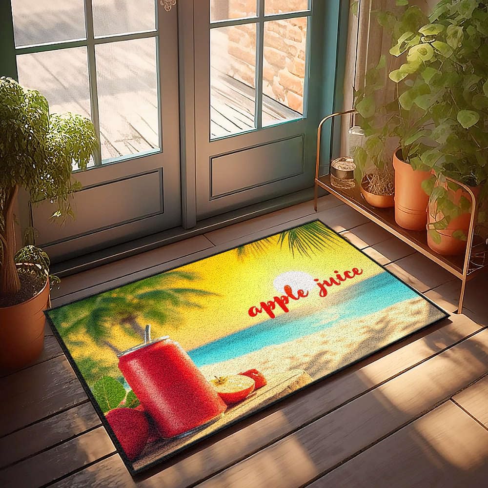 Paillasson d'été décoratif pour plage et terrasse | Tapis canette jus de pomme