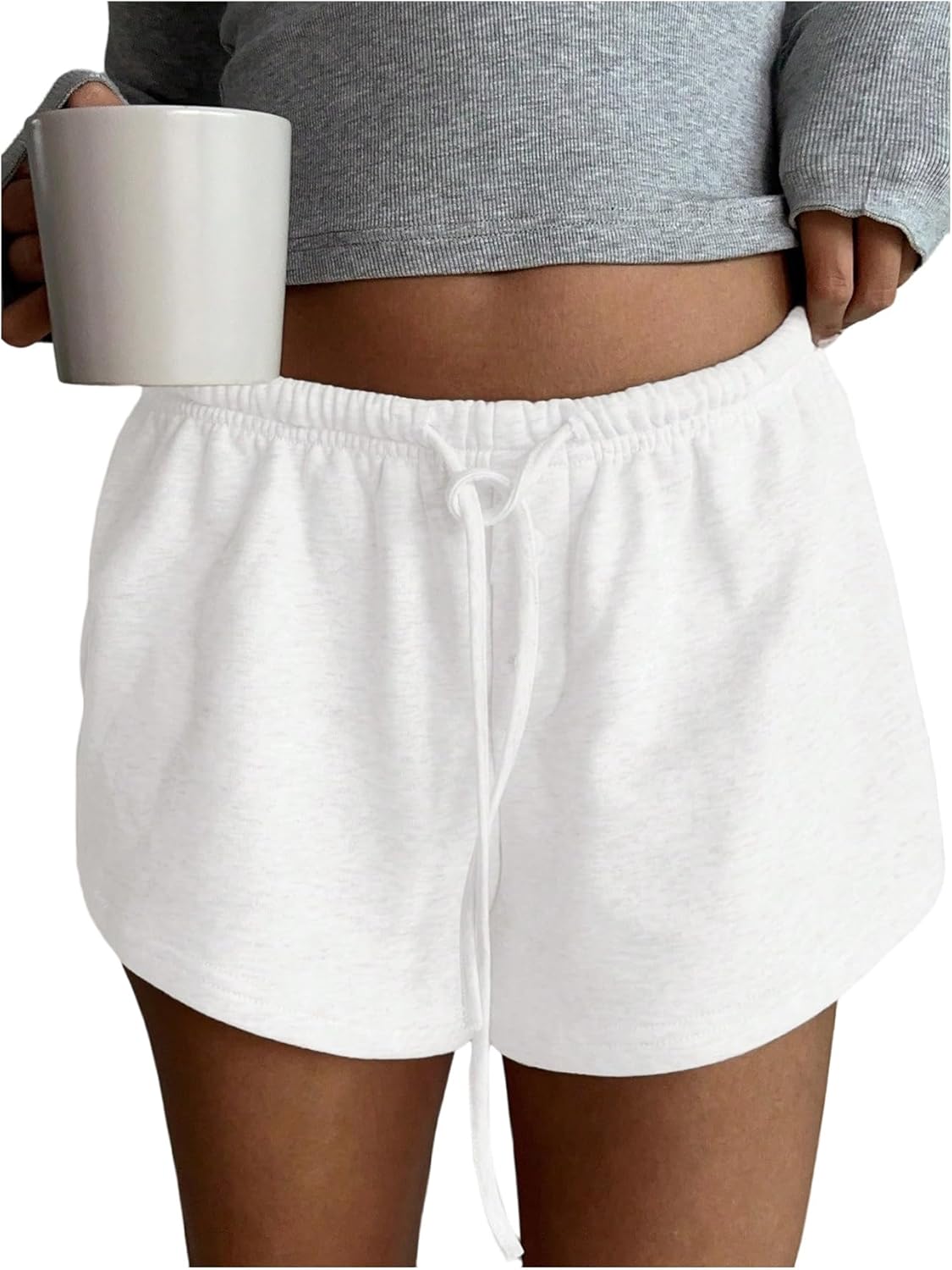 SOLY HUX Women's Drawstring Waist Shorts Button Elastic Low Rise Casual Summer Shorts