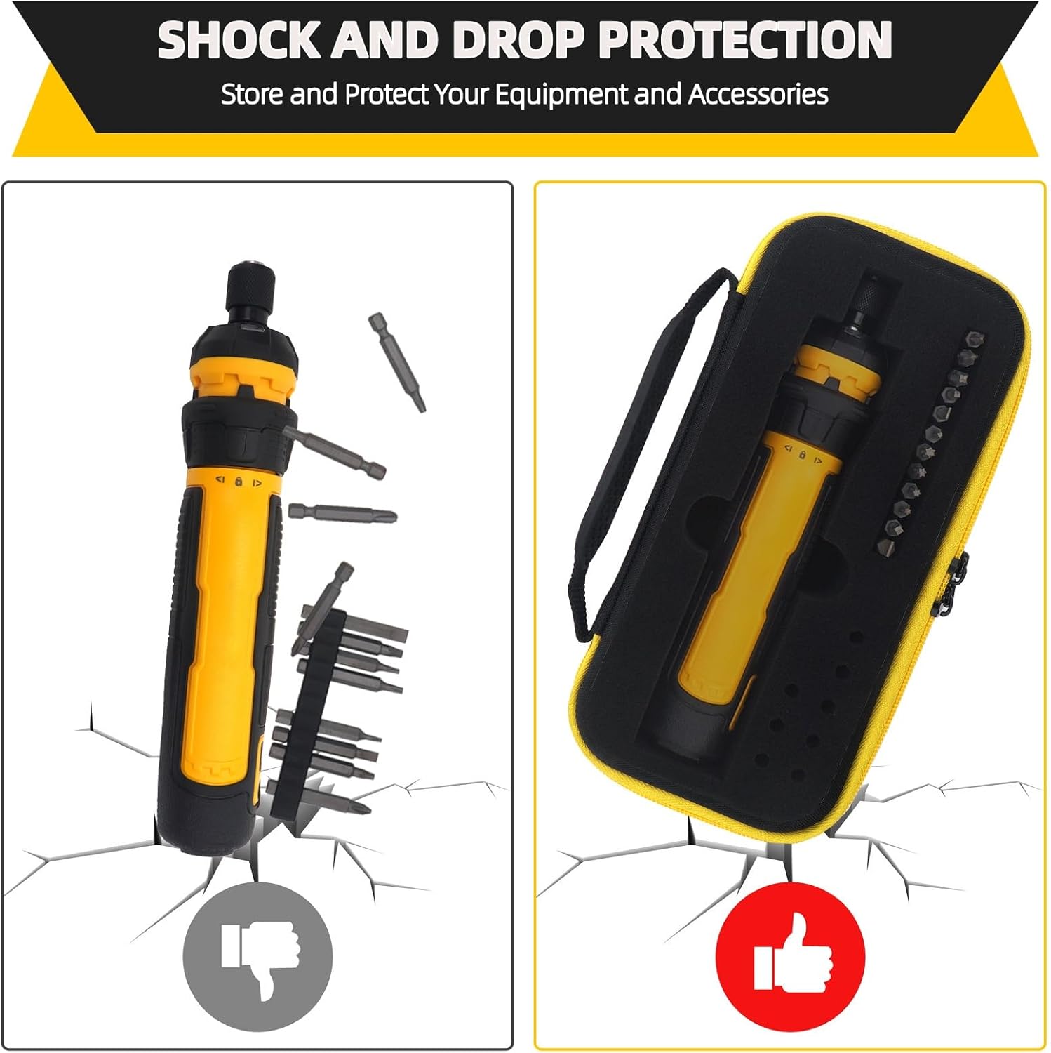 YouKnow Travel Case Compatible with DEWALT Cordless Screwdriver (DWHT66719) and Screwdriving Bits with Custom Foam (Only Case) (Black) - Image 6