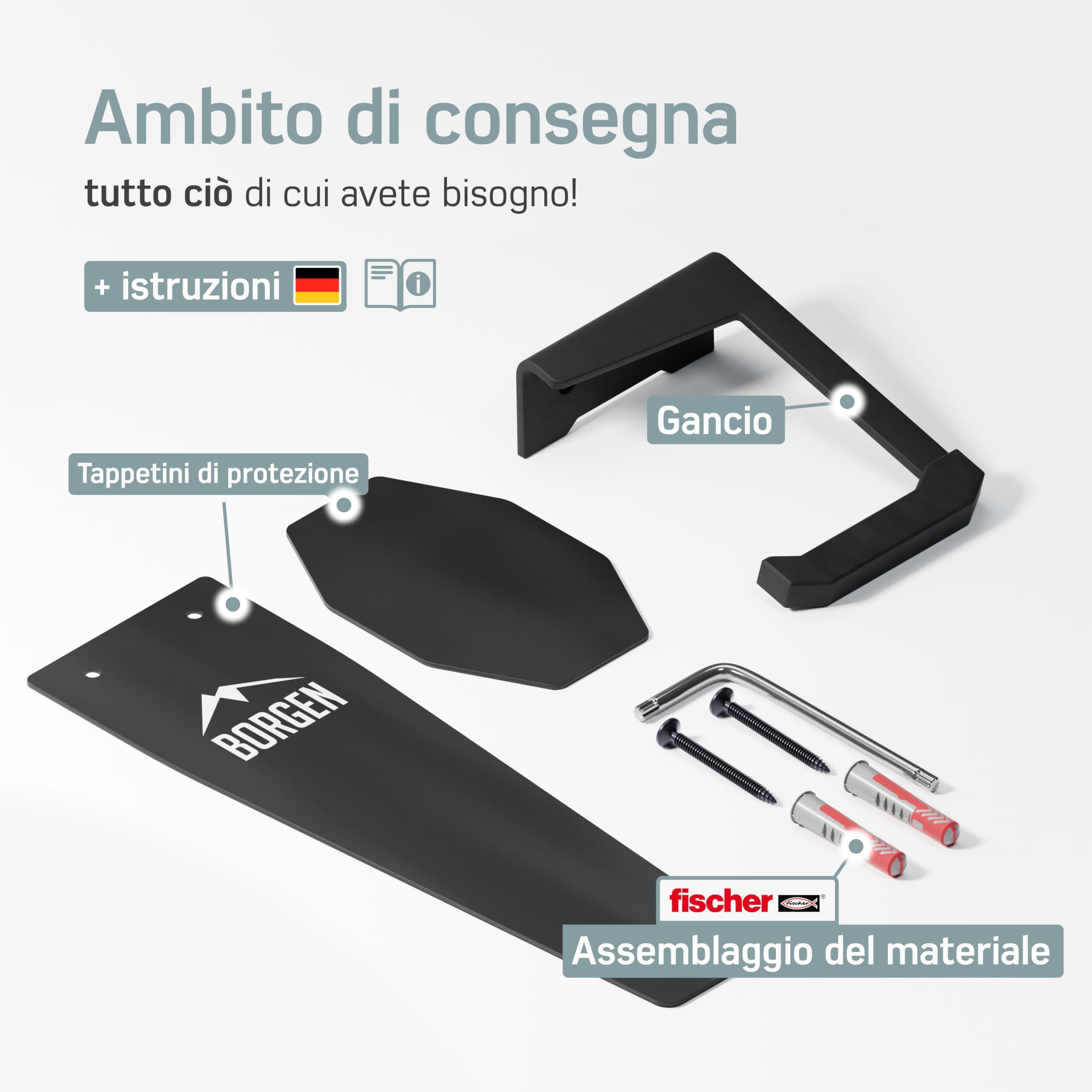 Borgen Supporto da parete per bici verticale nero opaco per E-bike MTB bici da corsa con cuscinetti
