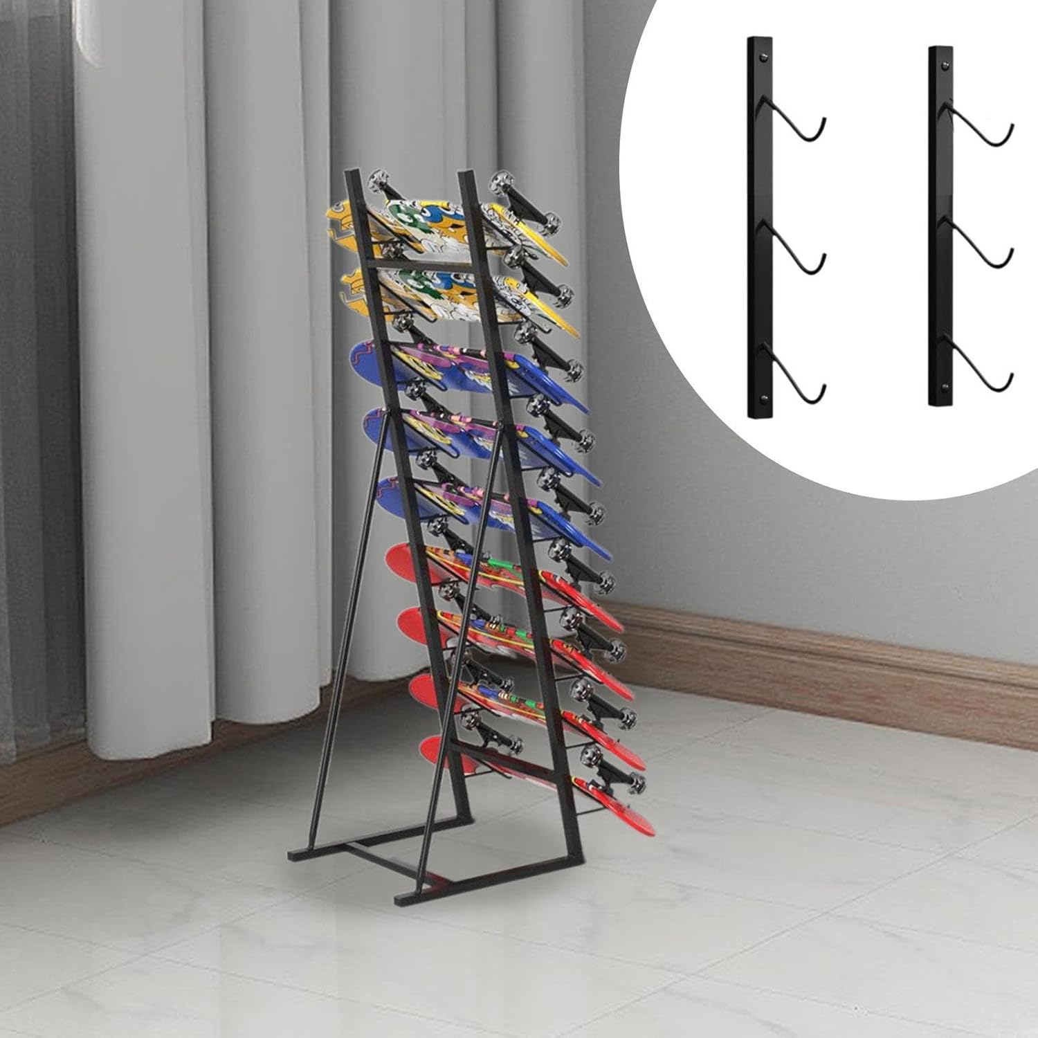 Snowboard Holder Skateboard Rack Accessory Space Saving Multifunctional Skateboard Storage Hanger Longboard Rack for Home