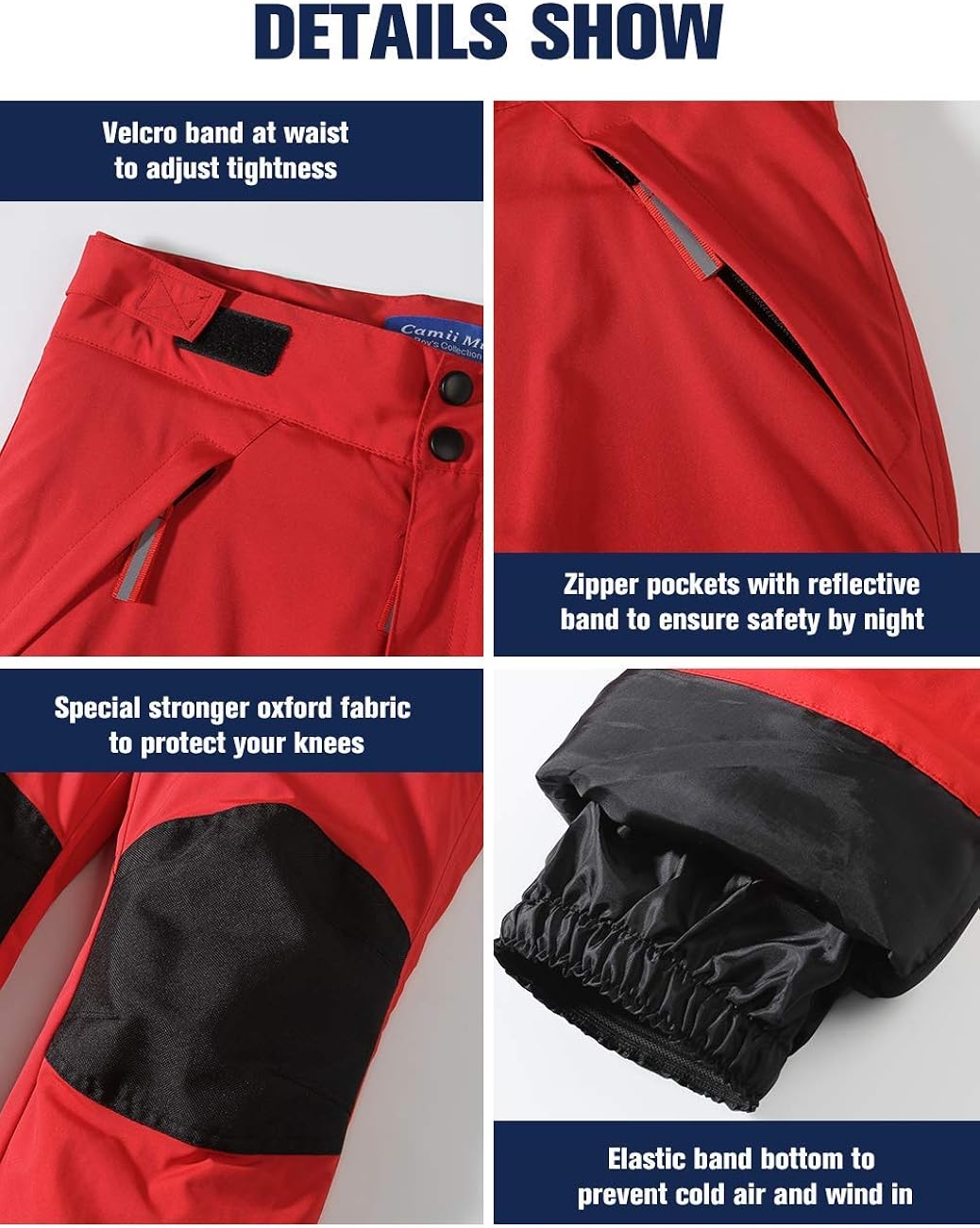 Camii Mia Big Boys Kids Snow Pants Insulated Snowboard Cargo Pants Winter Warm Outdoor Ski Pants : Sports & Outdoors