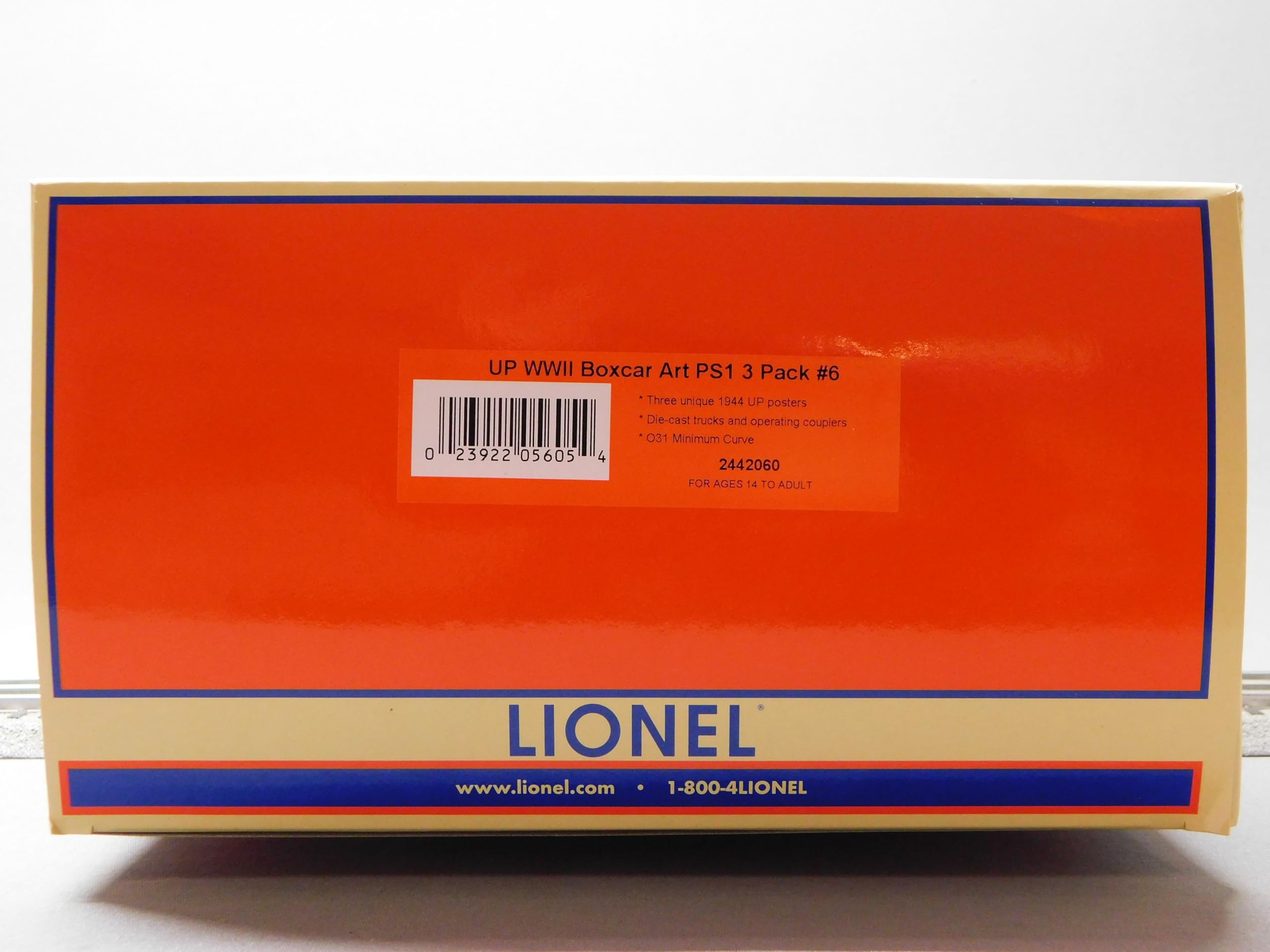 Lionel Union Pacific WWII BOXCAR Art PS1 Pack #6 O Gauge 3 CAR Set 2442060