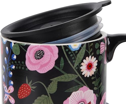 Miniatura 8 de DUSVALLY Taza de café alta de cerámica, juego de tazas de café para amigos, taza de viaje con tapa para oficina y hogar, regalos únicos para mujeres