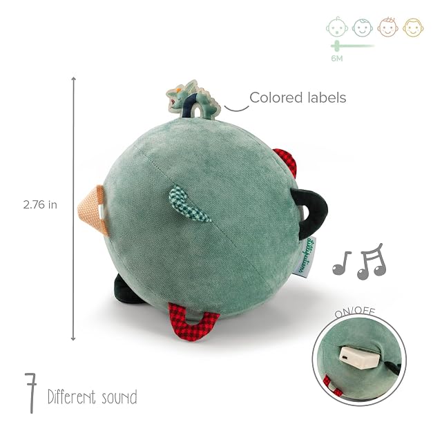 Foto 4 de 6 de Lilliputiens - Pelota sensorial Sonora Joe - Pelota de Actividades en Tela Musical para bebés y niños pequeños