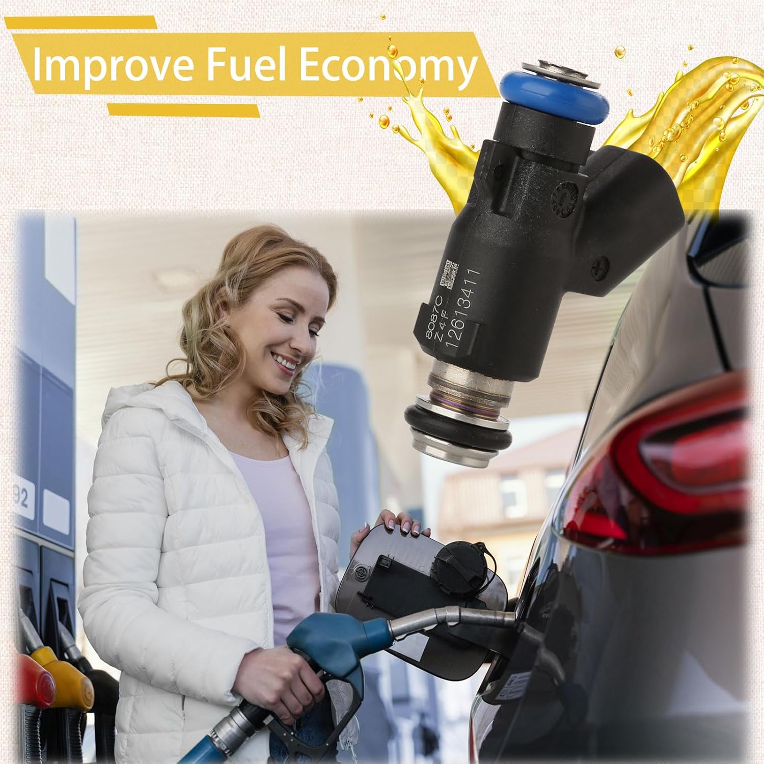 12613411GM Flex Fuel Injectors,Compatible with/Chevy 5.3L Tahoe Silverado Avalanche 2010 2011 2012 2013 2014,Compatible with/GMC Yukon Sierra 1500 |4.8 5.3 6.0 Flex Engine| |4 Holes| |Set of 8|