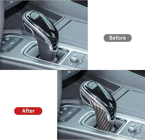 Miniatura 3 de Bilisin Compatible con la perilla de la palanca de cambios trasera del automóvil, de fibra de carbono, decoración de palanca de cambios para