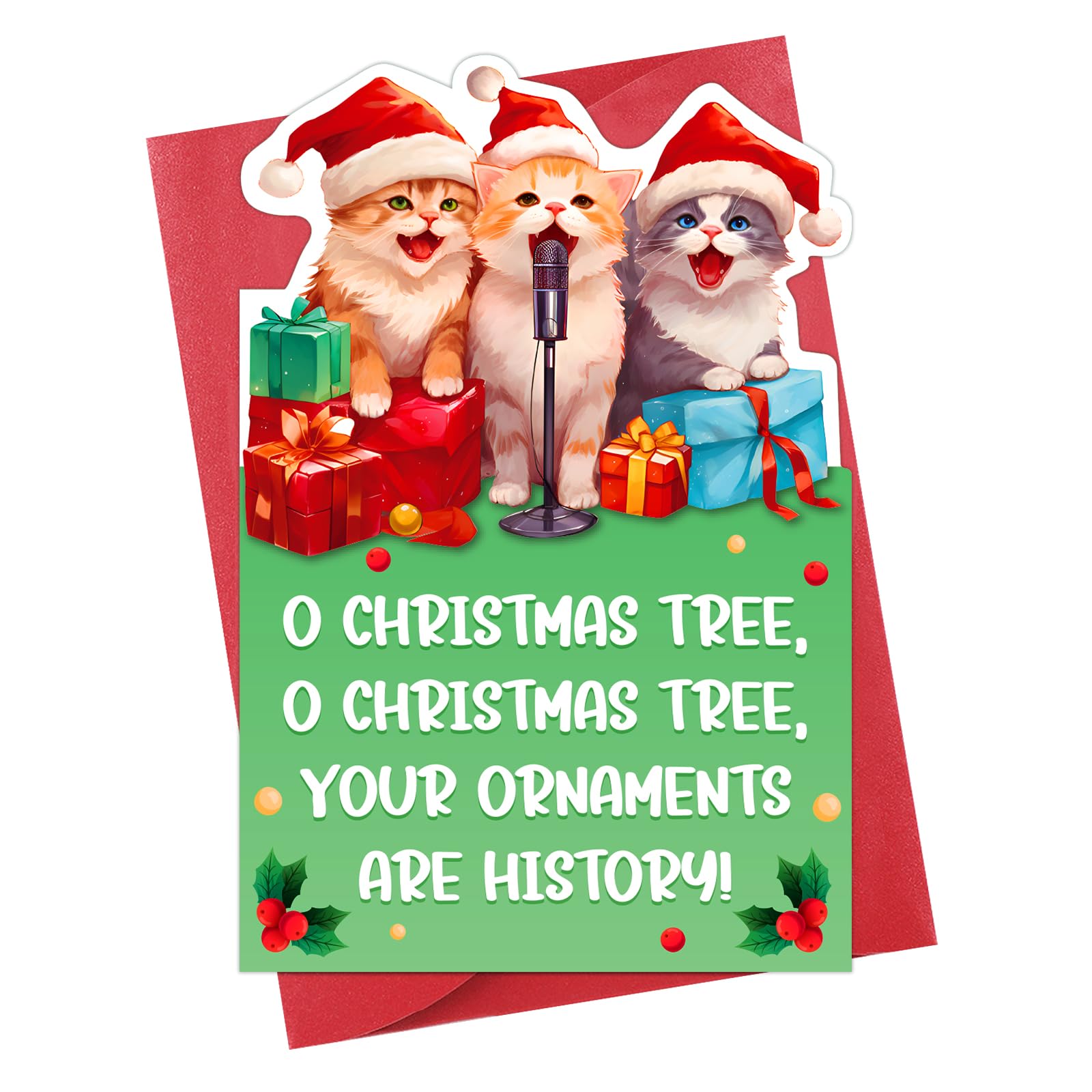 WhatSign Funny Cat Christmas Cards Merry Christmas Humorous Christmas Cards Cat Funny Xmas Cards Christmas Greeting Card for Kids Husband Wife Mom