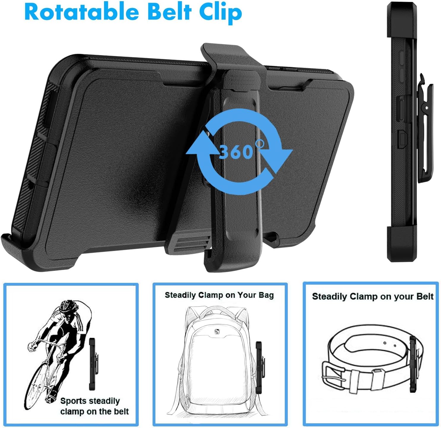 Njjex Rugged Case for Moto Edge 2025, for Motorola Edge 2025 Case with Belt Clip Holster, Full Body Protector Heavy Duty Shockproof Locking Swivel Holster Kickstand Hard Phone Cover [Black]