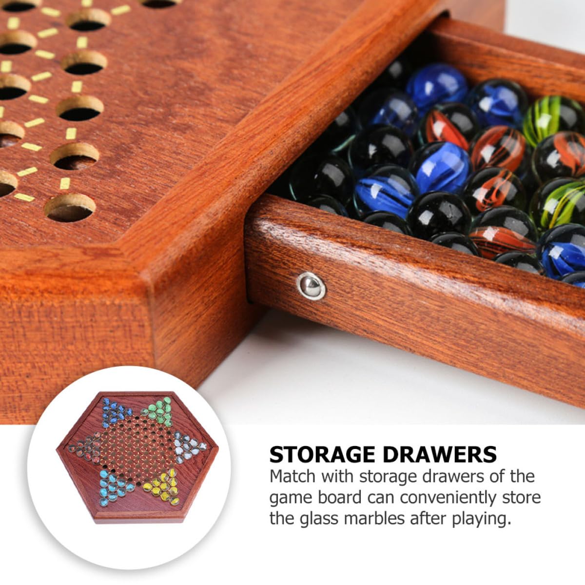 Gioco da Tavolo con in Sintetico Tavola Esagonale Cinesi con Biglie in Vetro e Gioco Strategico per Intrattenimento Familiare