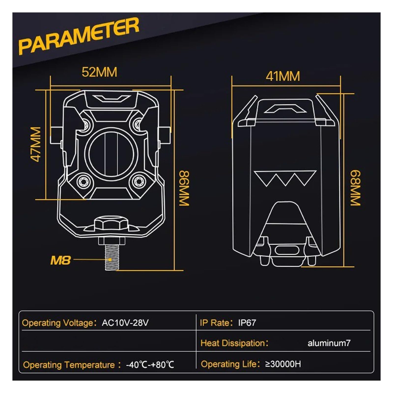 Faros Para Niebla Moto Luz De Cabeza Blanca Y Amarilla Para Moto Foco LED 12V Lámpara Antiniebla 24V Luces Trabajo Auxiliares Delanteras ATV UTV(2pcs A Bracket)