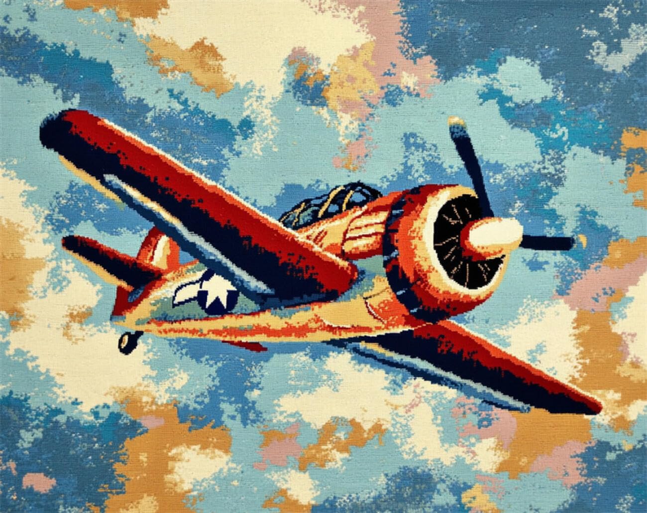 Axiangzik F Diy Embroidery Kit Retro Airplane 11Ct 30X40cm