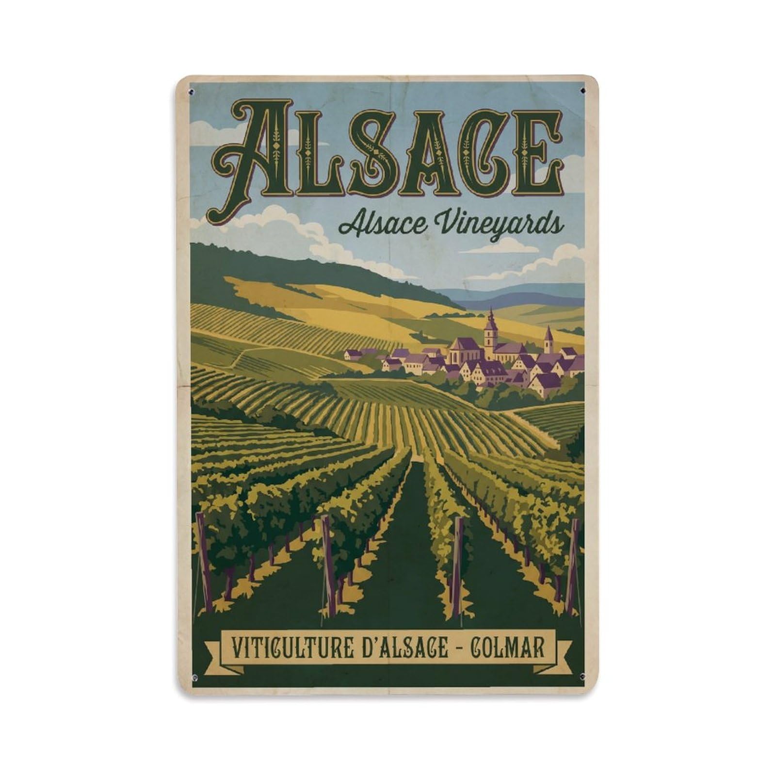 Gead 8X12inch Style Vintage Travel France Vineyards Metal Tin Sign