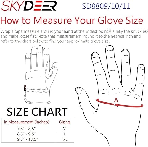 Miniatura 7 de SKYDEER Paquete de 3 pares de guantes de trabajo de cuero duraderos para jardinería y trabajo general (SD8810L)