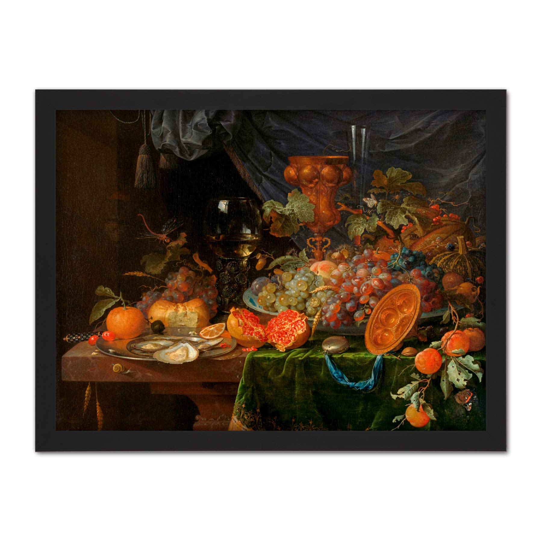 Artery8 Mignon Still Life With Fruit Oysters Painting Artwork Framed Wall Art Print 18X24 Inch