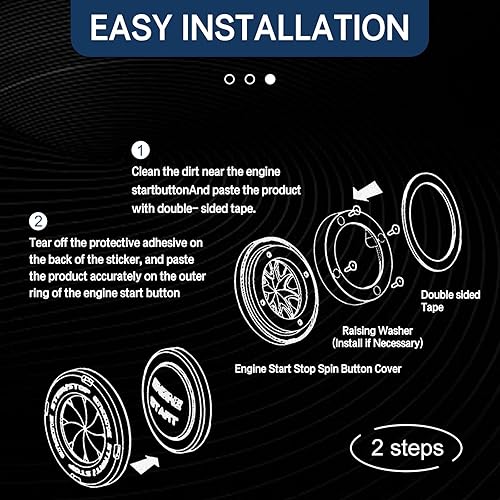 Miniatura 4 de ZKFAR 1 anillo decorativo de arranque de automóvil con un solo botón, cubierta giratoria antiarañazos, cubierta protectora oculta para interruptor