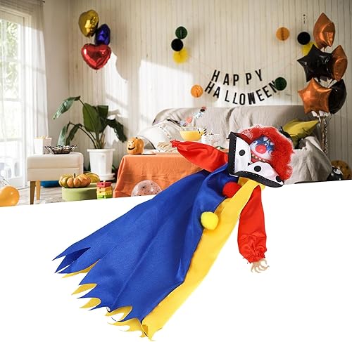 Miniatura 5 de Divertida muñeca de payaso, decoración de muñeca de payaso espeluznante para Halloween, accesorios de casa encantada para actividades temáticas de