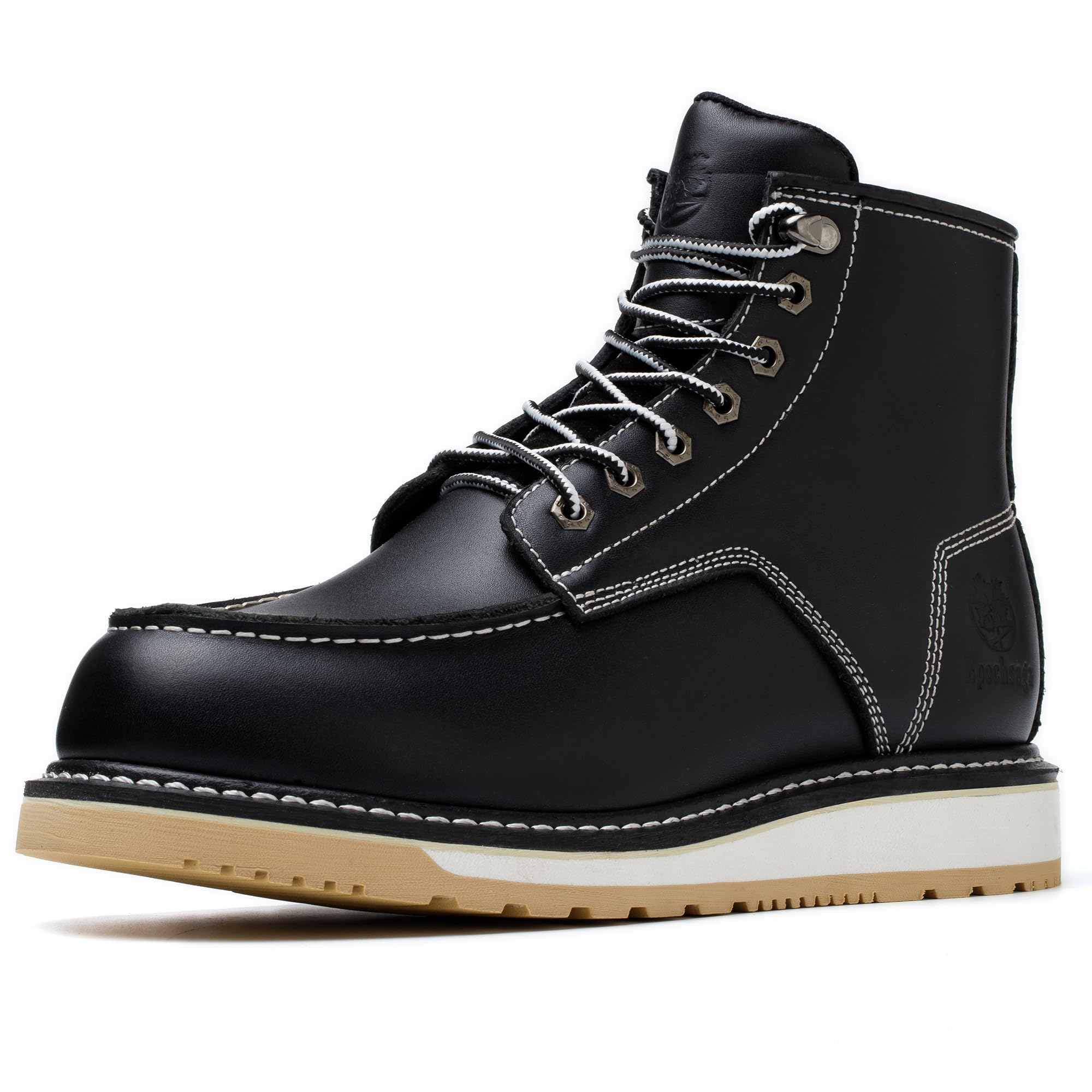Miękkie wodoodporne modne buty robocze Goodyear-Welted Industiral & Construction 15 cm brązowe/czarne
