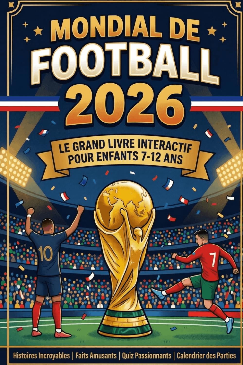 MONDIAL DE FOOTBALL 2026: Le grand Livre Interactif pour Enfants 7-12 ans. Histoires Incroyables, Faits Amusants, Quiz Passionnants, Calendrier des Parties à Compléter Entièrement en Couleurs