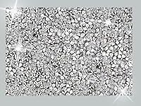 Vista 54 de Juego de 2 manteles individuales cuadrados incrustados con diamantes de imitación plateados