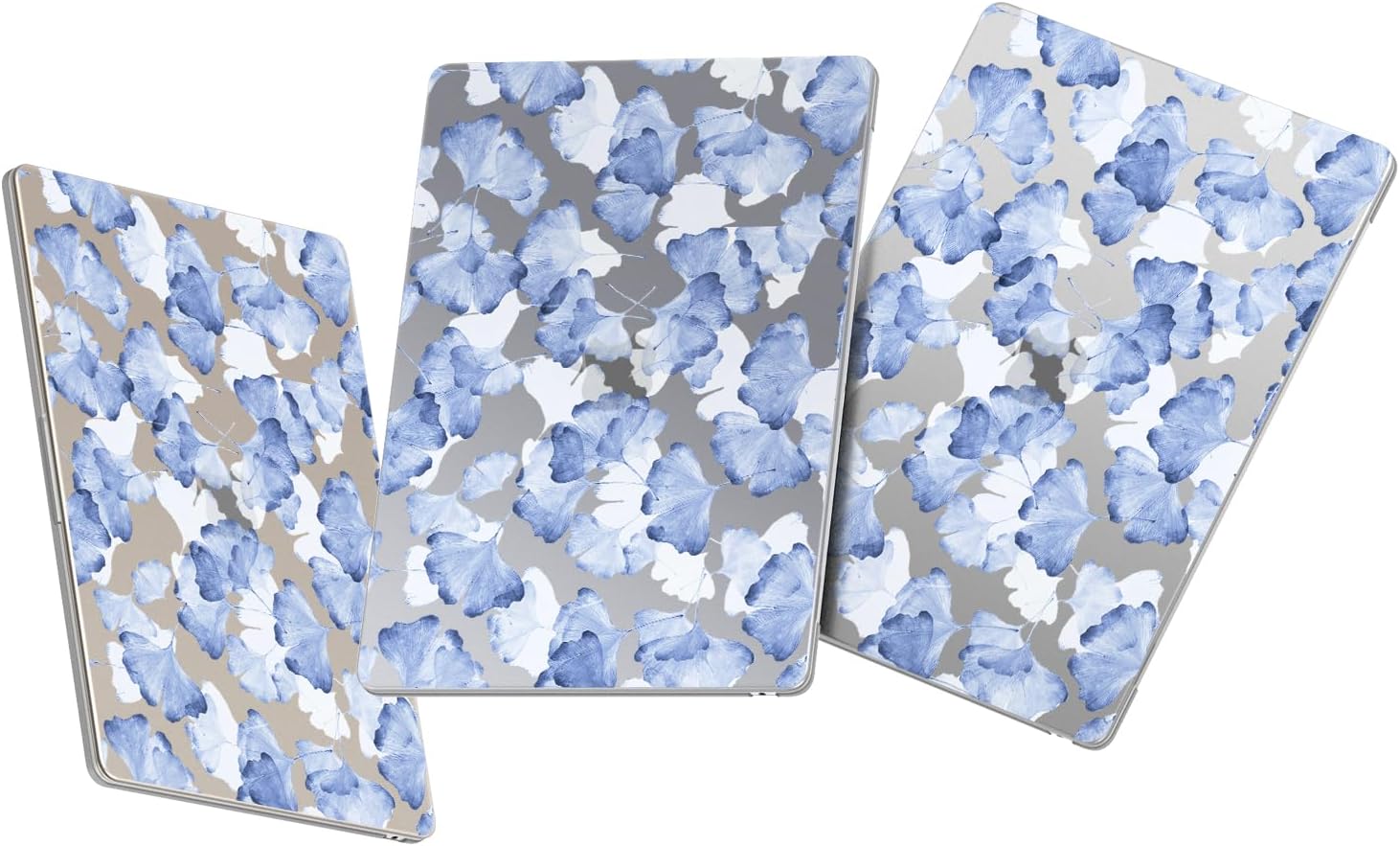 Idocolors Compatible with MacBook Air 13 inch Case, 2021-2018 Release M1 A2337 A2179 A1932, Elegant Flower Protective Hard Shell Case, Transparent Frosted Protective Case Anti Scratch Cover, Blue Leaf