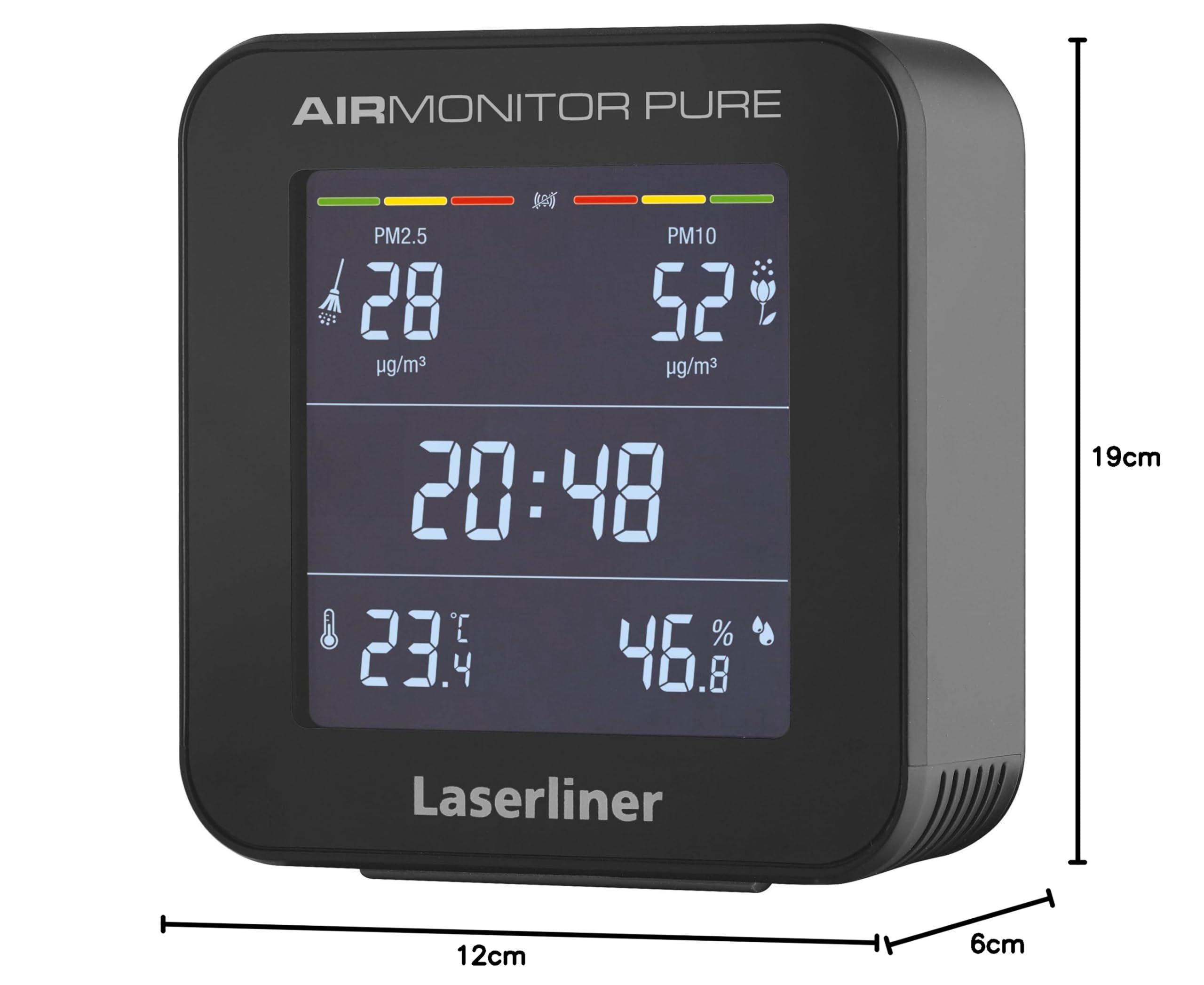 Laserliner Appareil de Mesure Particules Fines et Qualité de l'Air | Mesure Pollen et Allergènes, Moniteur d'Air Intérieur, Avec Alarme, Température et Humidité