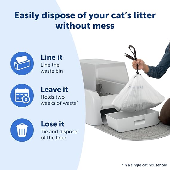 PetSafe ScoopFree Clumping Automatic Self Cleaning Cat Litter Box Hood and Accessory Bundle – Includes Litter Box Hood, Waste Bin Liners for Easy Cleanup and Litter Mat for Less Tracking and Mess | Includes Front-Entry Privacy Hood, Anti-Tracking Litter Mat, and 25 Waste Bin Liners for Less Tracking and Mess