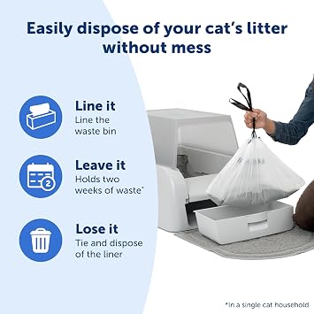PetSafe ScoopFree Clumping Automatic Self Cleaning Cat Litter Box Hood and Accessory Bundle – Includes Litter Box Hood, Waste Bin Liners for Easy Cleanup and Litter Mat for Less Tracking and Mess | Includes Front-Entry Privacy Hood, Anti-Tracking Litter Mat, and 25 Waste Bin Liners for Less Tracking and Mess