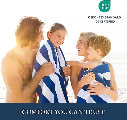 Miniatura 8 de LANE LINEN Paquete de 2 toallas de playa de gran tamaño, 100% algodón, toalla de playa extra grande, toallas de piscina altamente absorbentes para