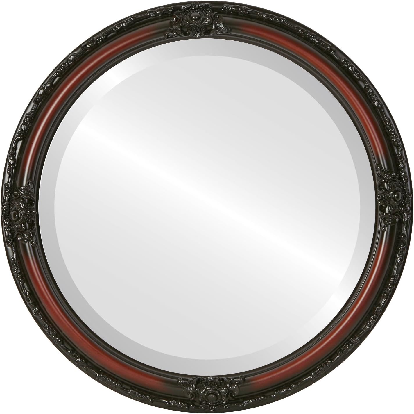 OVALCREST Round Beveled Wall Mirror for Home Decor - Jefferson Style - Antique White - 20x20 Outside Dimensions
