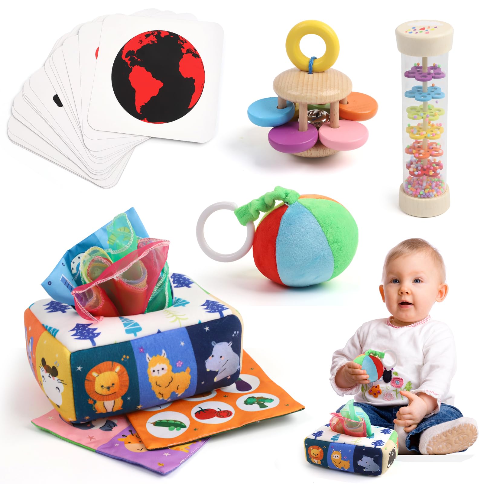 LZDMY Juguetes Bebes 3 6 9 12 Meses, 5 En 1 Juguete Montessori para Bebes Recien Nacidos, Juego Educativo para Desarrollo Temprano, Regalo Niños 1 Años Cumpleaños Navidad
