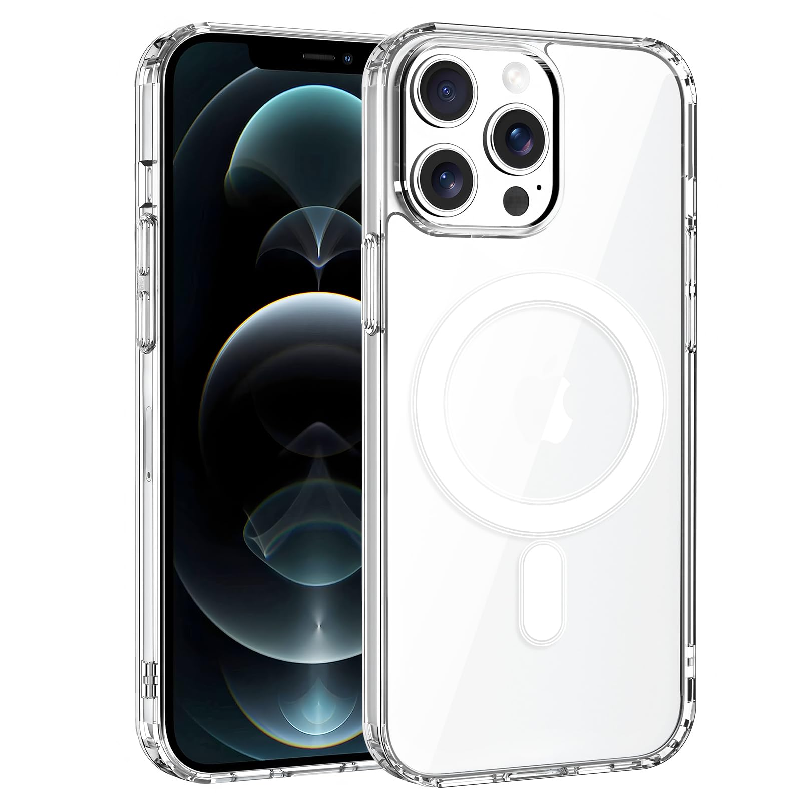 Exsight Magnetic Case for iPhone 12 Pro Max, Clear Phone Cases Compatible with MagSafe, Military Grade Airbag Drop Protection, Anti-Yellowing, Anti-Scratch, Shockproof Cell Phone Cover, Transparent