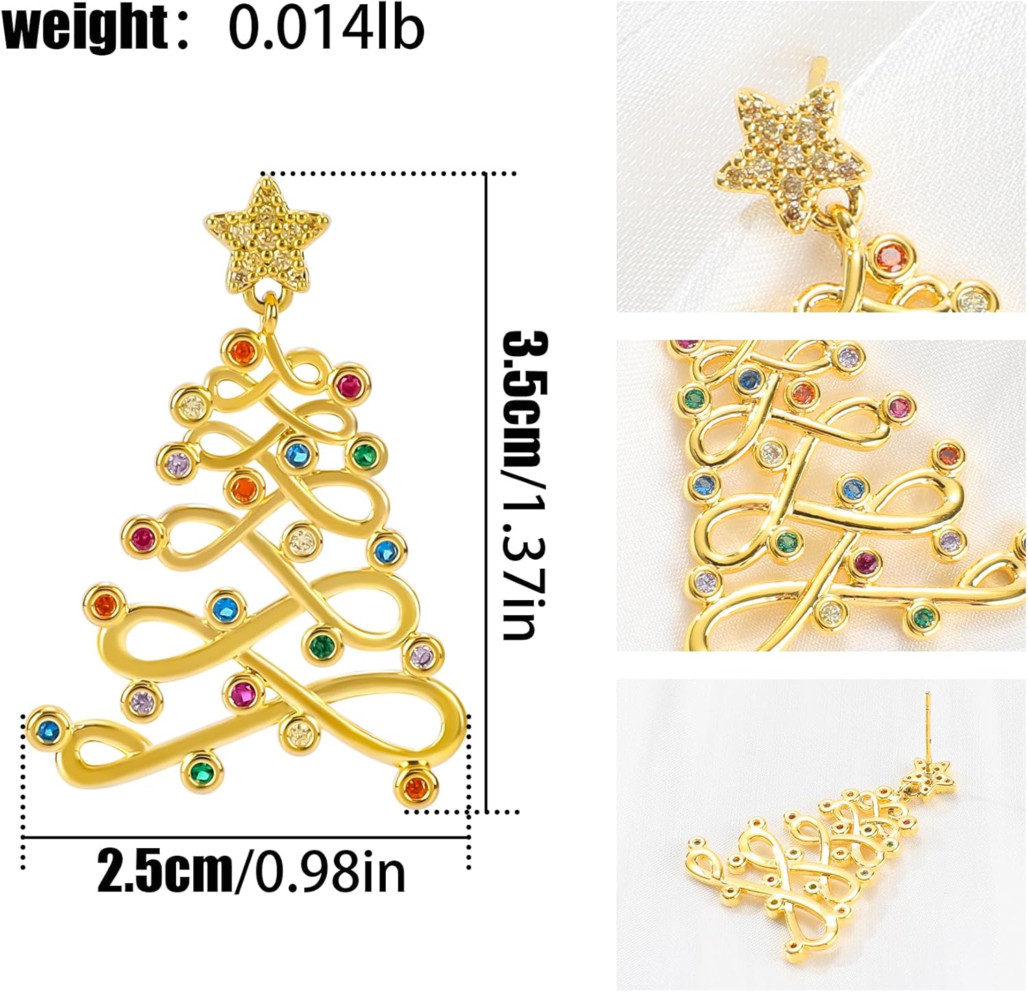 Christmas Earrings for Women Dainty Fun Statement Xmas Jewelry Gifts Silver Gold Plated Cute Christmas Tree Jingle Bell Santa Claus HOHOHO HAPPY Letter Drop Stud Earring for Women - Image 2