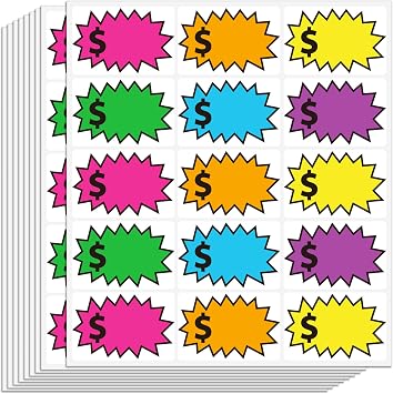 300 Pcs Garage Sale Stickers, 2"x3" Removable Adhesive Yard Sale Price tag Stickers with Space to Write Pricing, Rummage Sale Price Labels for Retail, Flea Market, Annual Community Sales